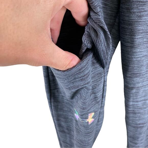 Under Armour Heathered Gray Skinny Ankle Fit Leggings Pockets Size Youth XL - Picture 5 of 7